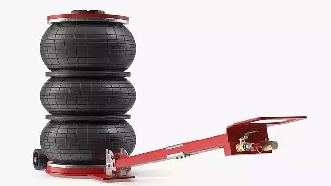 Compact Air Spring Vehicle Jack Red 3D model view 3