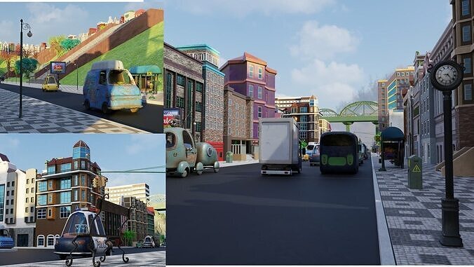City Cartoon  Pack 3D model 3D model view 2