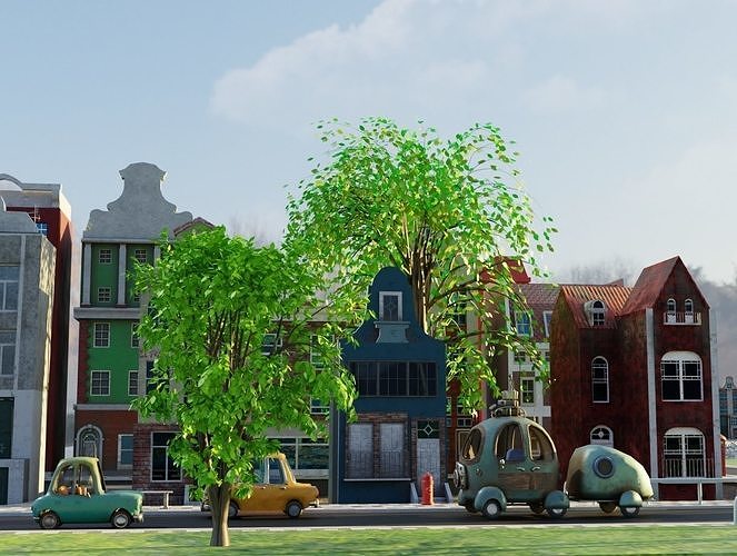 City Cartoon  Pack 3D model 3D model view 3