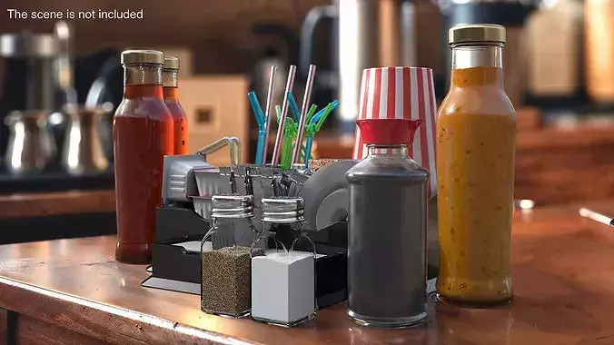 Restaurant Table Condiment Set 3D model view 2