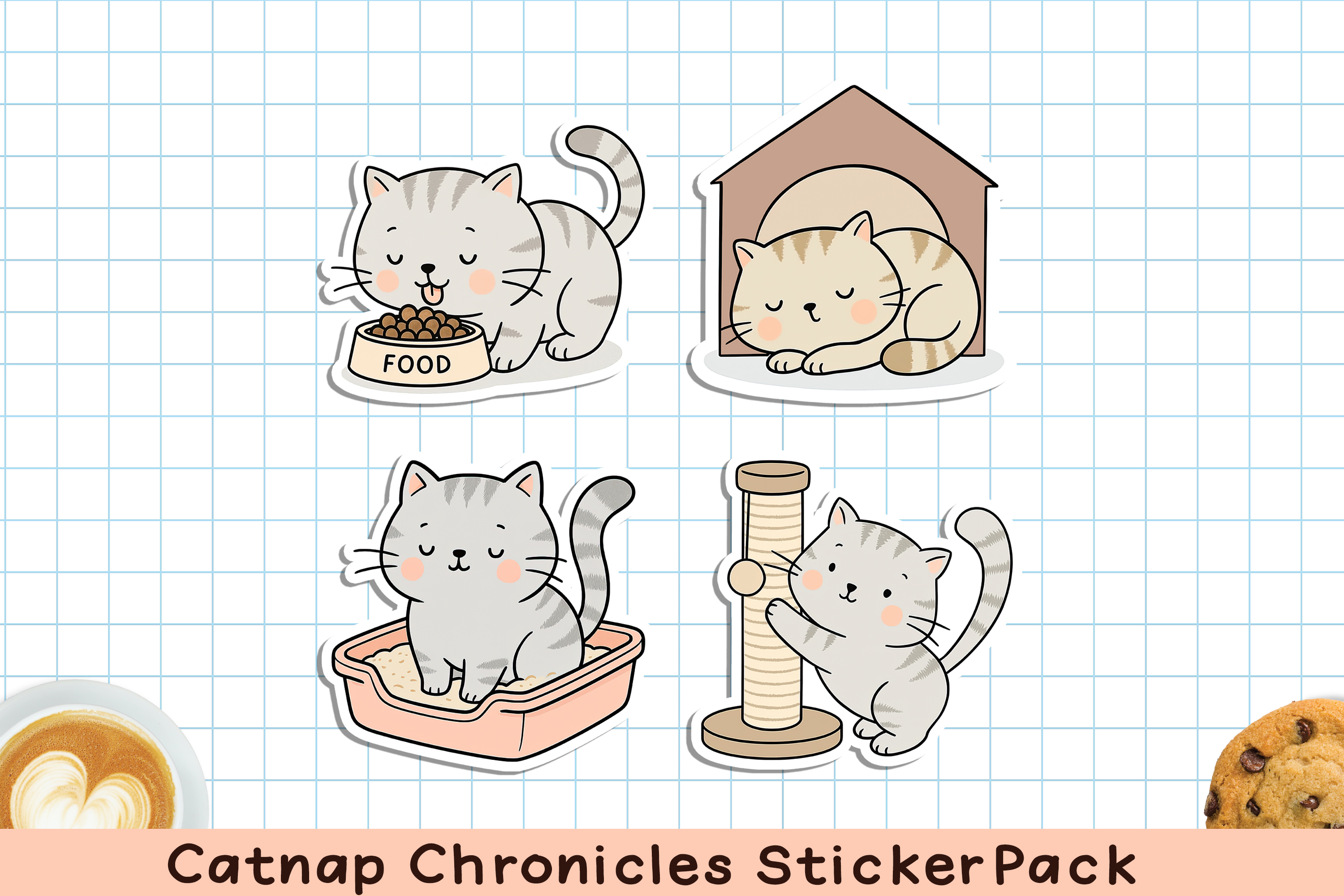 Funny Printable Cat Sticker Pack. PNG. view 2