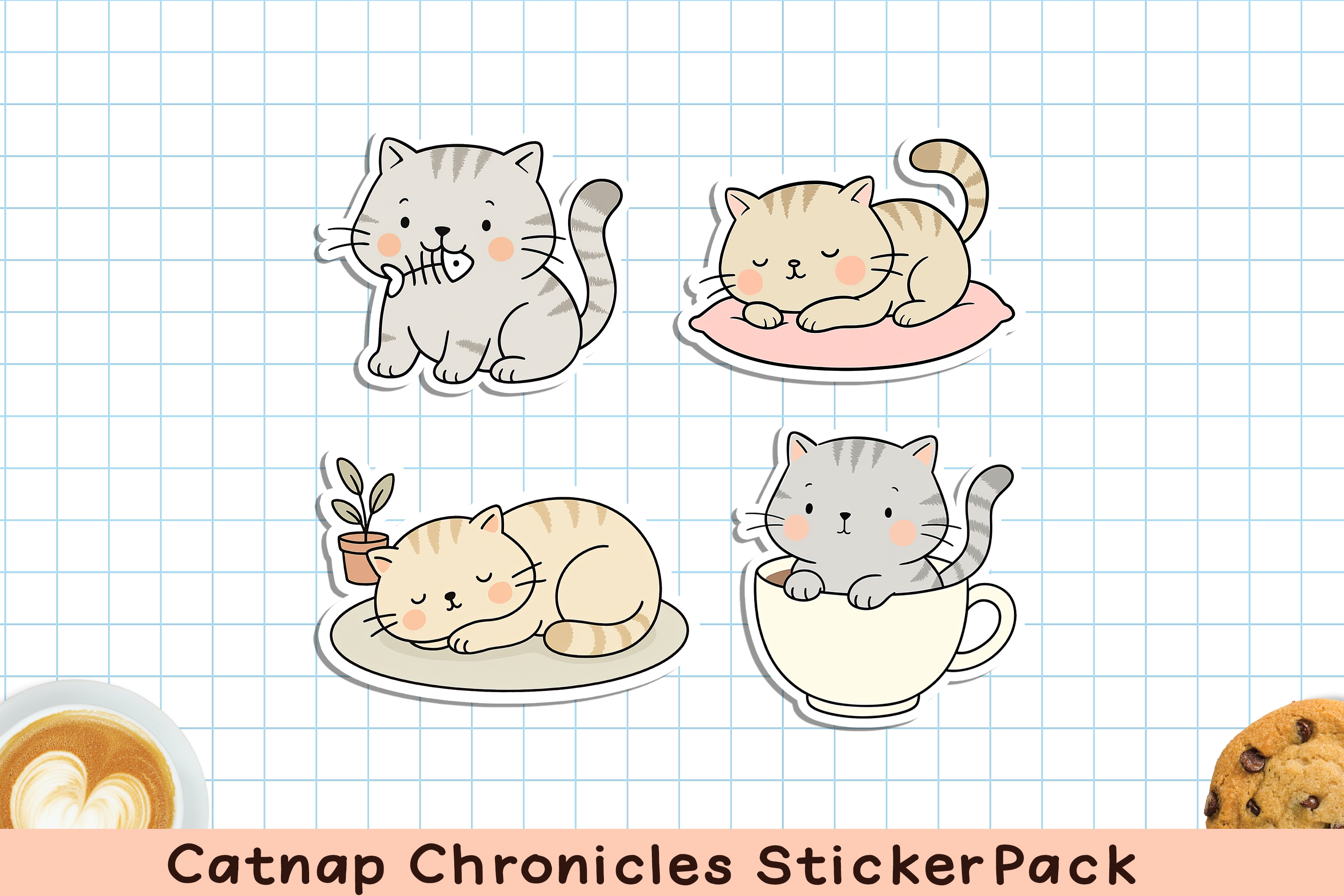 Funny Printable Cat Sticker Pack. PNG. view 3