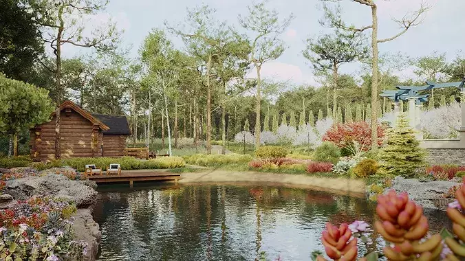 Exterior scene 3D model view 3