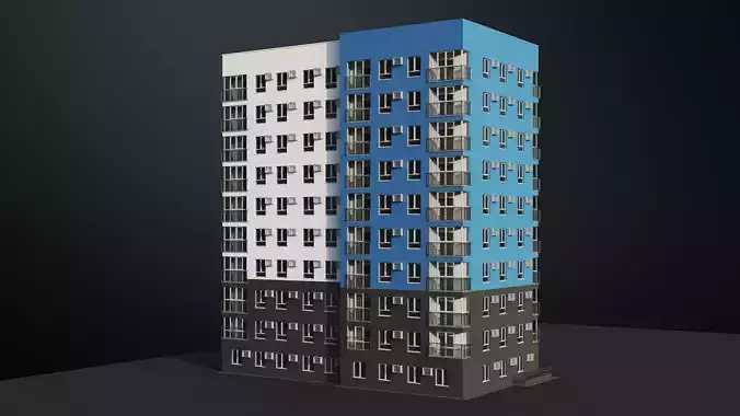 Multi-storey building 3D model view 2