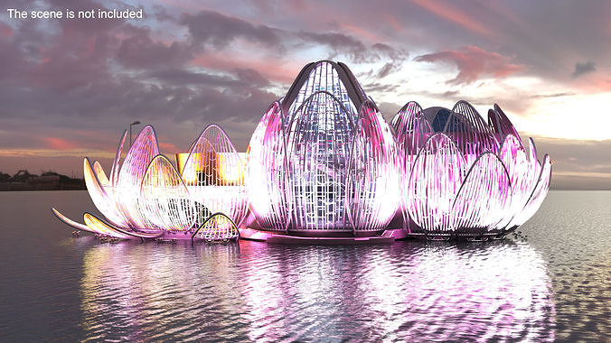 Wujin Lotus Building Night Lights On 3D model view 3