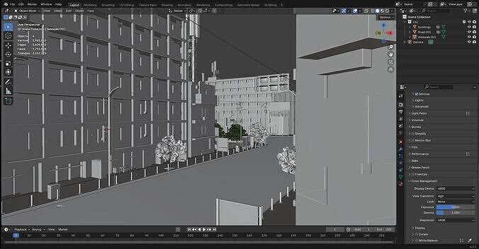 Modern Urban Street Environment - Realistic city and Wet streets 3D model view 2