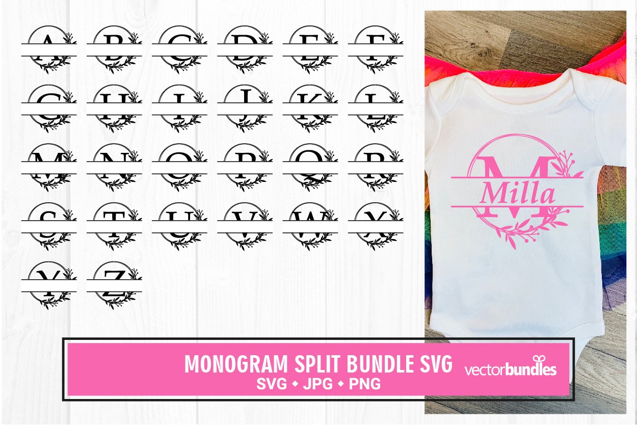 Monogram svg split letter bundle