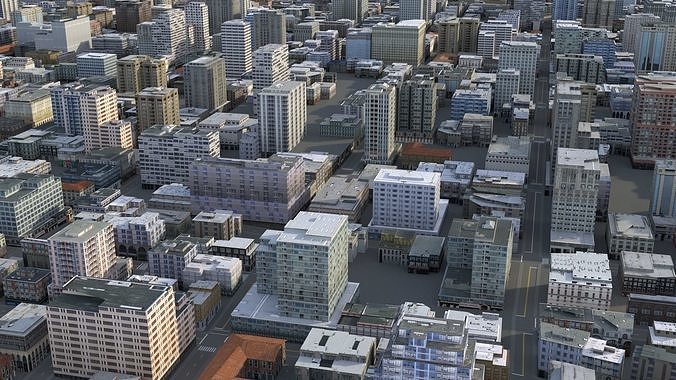 City 85 Low-poly 3D model view 2