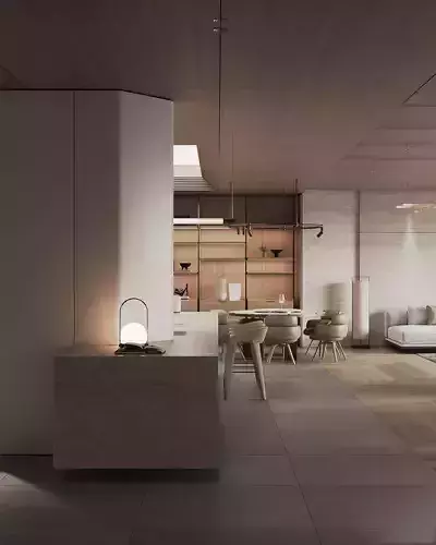 Livingroom and Kitchen 3D model
