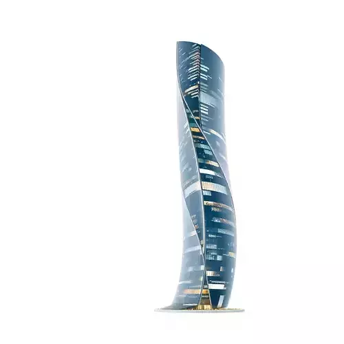 Twisting Glass Tower model pack Low-poly 3D model view 2