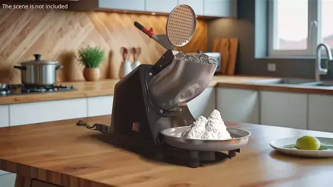 Countertop Ice Shaver with Ice Black 3D model view 2