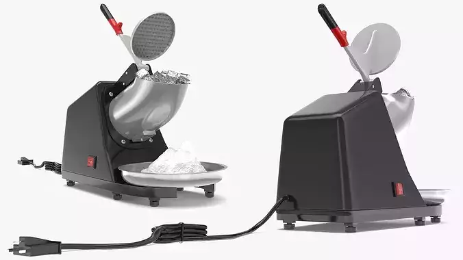 Countertop Ice Shaver with Ice Black 3D model view 3