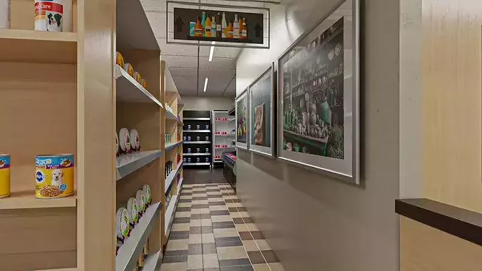 Grocery Store With Range of Products 3D model view 3