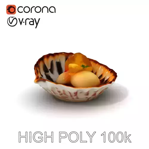 Elegant Dessert Dish with Shell Plate Model Pack Low-poly 3D model