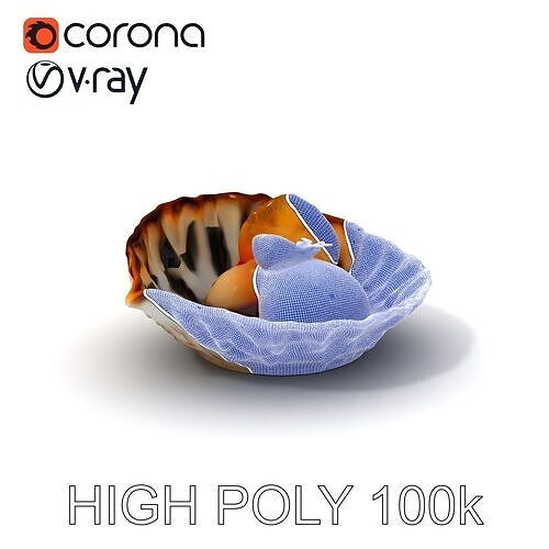 Elegant Dessert Dish with Shell Plate Model Pack Low-poly 3D model view 3