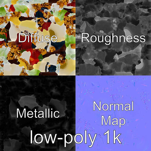 Tropical Smoothie Bowl 3D Model Pack Low-poly 3D model view 2