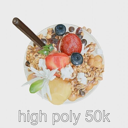 Tropical Smoothie Bowl 3D Model Pack Low-poly 3D model view 3