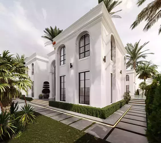 Classic White Villa 3d Model 3D model