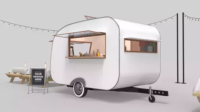 Mobile Food Cart 3D model view 2