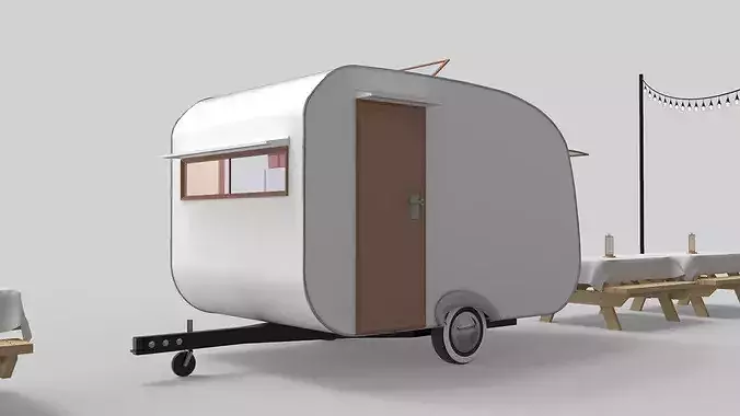 Mobile Food Cart 3D model view 3