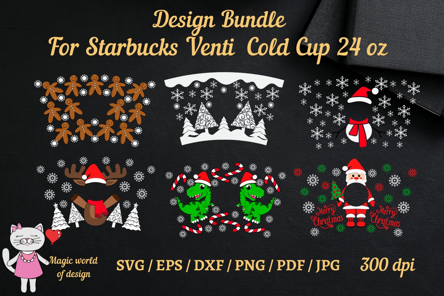 Christmas bundle Svg, for Full Wrap Venti Cold Cup 24 oz view 2
