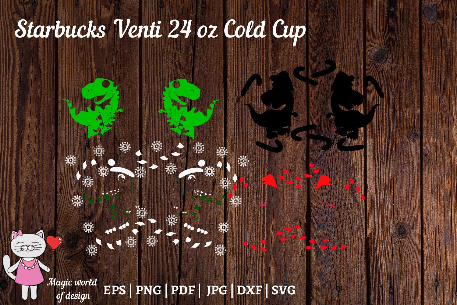 Christmas bundle Svg, for Full Wrap Venti Cold Cup 24 oz view 3