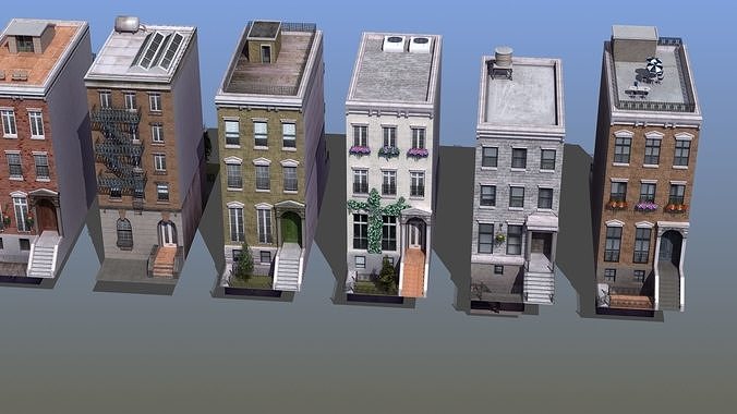 Row Houses 7 3D model view 2