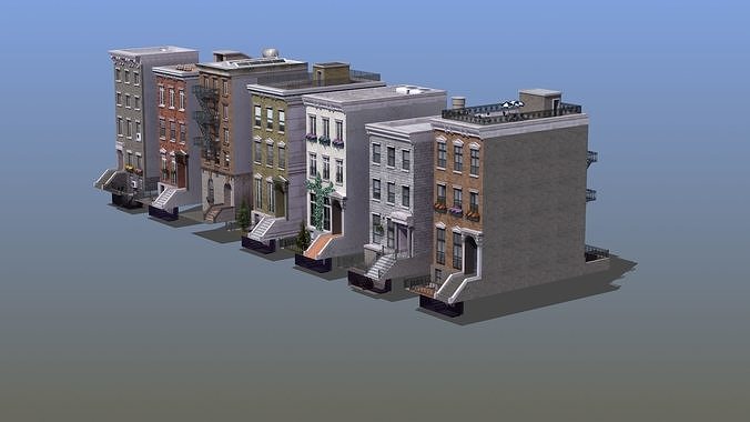 Row Houses 7 3D model view 3