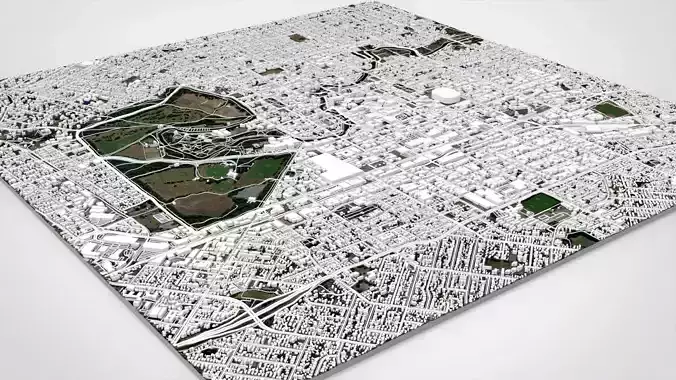 Cityscape Christchurch New Zealand 3D model view 2