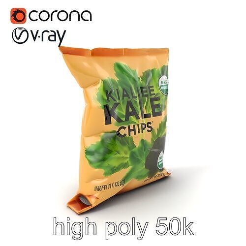 Resealable Kale Chips Pouch model pack Low-poly 3D model view 3
