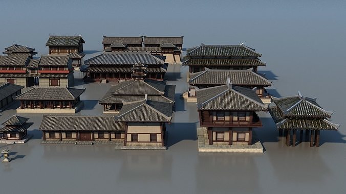 Ancient Chinese architecture 3D model view 2