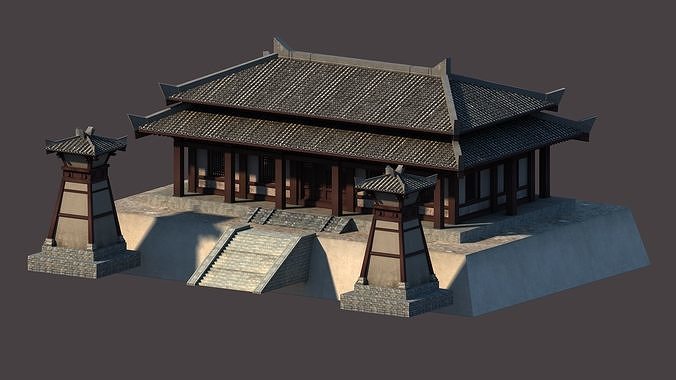 Ancient Chinese architecture 3D model view 3