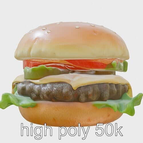 Classic Cheeseburger Realistic Textures model pack Low-poly 3D model view 3