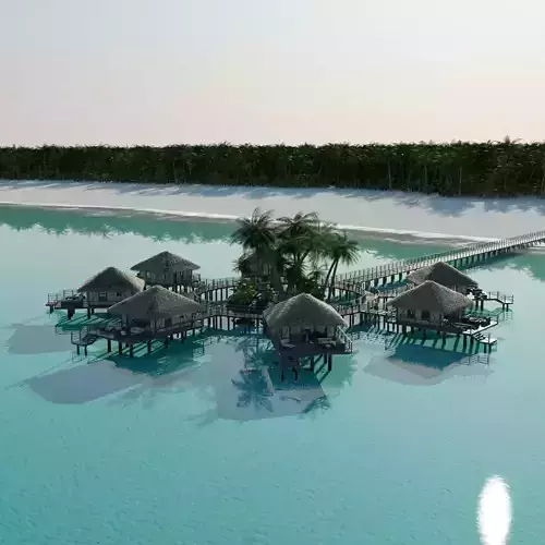 Holiday Beach Hut Scene 3D model