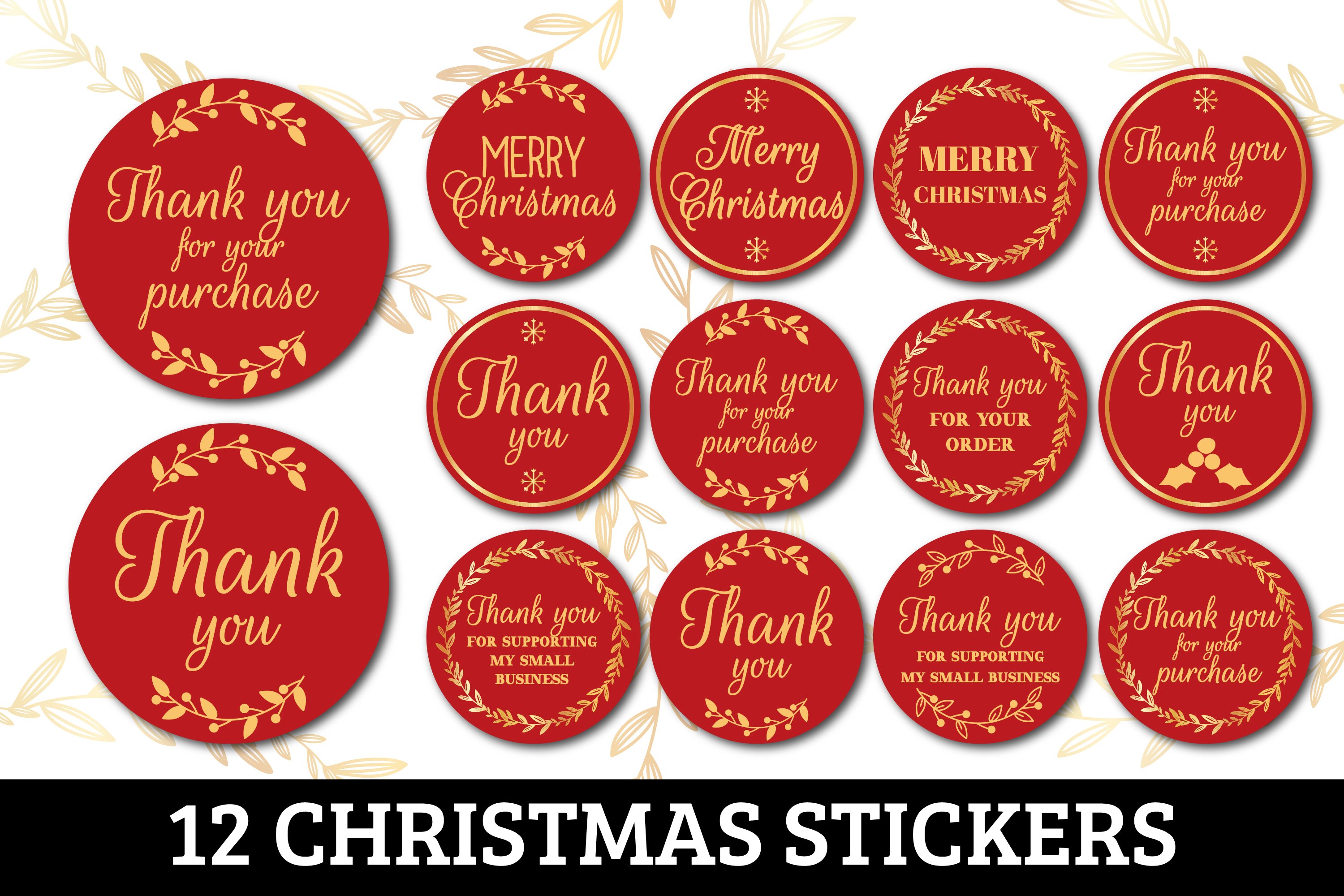 Christmas small business stickers bundle PNGs New year