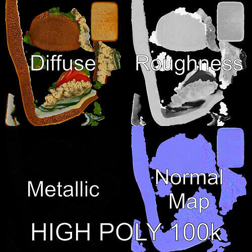 Chicken Salad Sandwich D Model Pack for Realistic Rendering Low-poly 3D model view 3