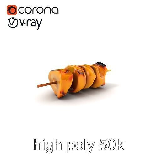 Chicken Kebab Realistic Food Sculpture Model Pack Low-poly 3D model view 3