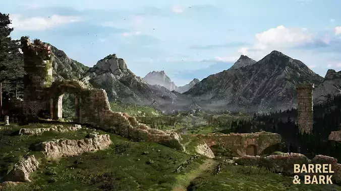 Forgotten Valley Ruins Environment Low-poly 3D model