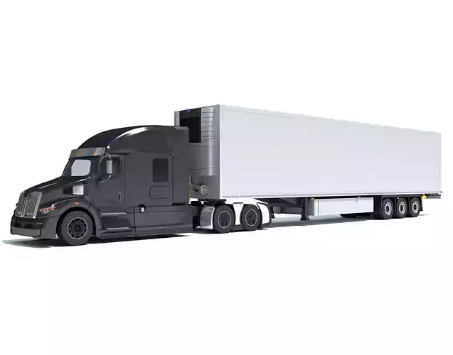 Truck with Refrigerator Trailer 3D model