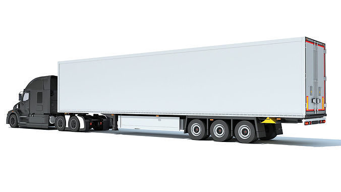 Truck with Refrigerator Trailer 3D model view 3