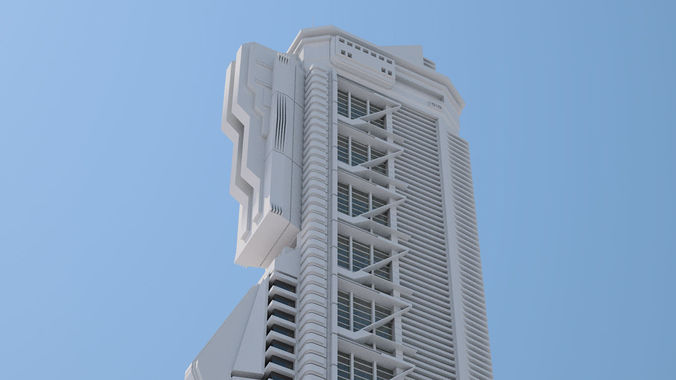 Futuristic Buildings Pack 3D model view 3