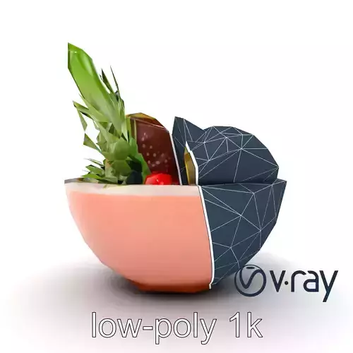 Tropical Smoothie Bowl Realistic 3D model pack Low-poly 3D model
