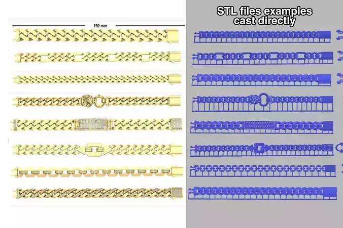 180 CUBAN LINK CHAIN BRACELETS READY FOR PRINT  3D print model