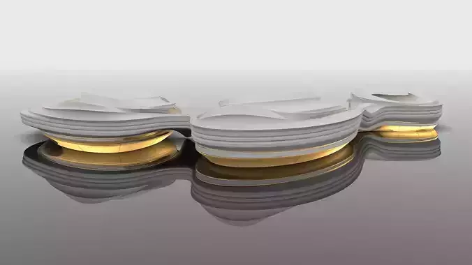 Futuristic building 3D model Low-poly 3D model