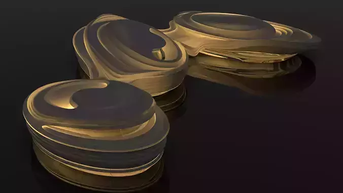 Futuristic building 3D model Low-poly 3D model view 3