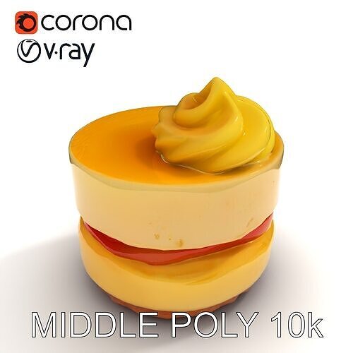 Gourmet Dessert Stack Unique Realistic Model Pack Low-poly 3D model view 2