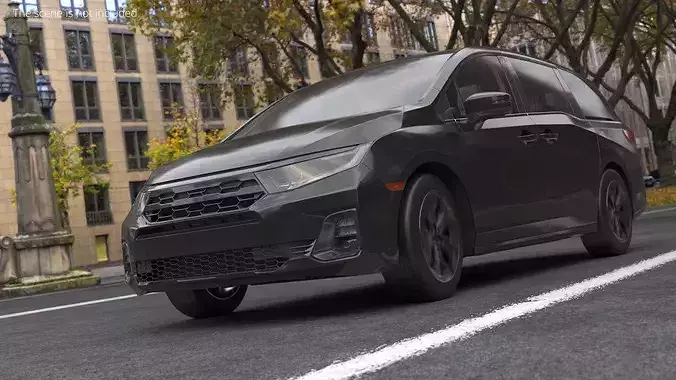 2025 Family Minivan with Sunroof Black 3D model view 3