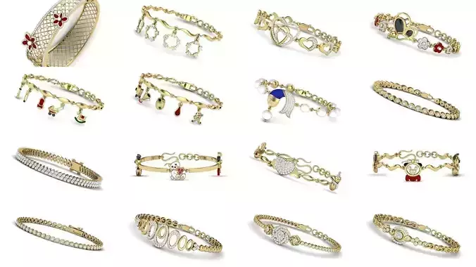 66 WOMEN BRACELETS BULK COLLECTION 3DM DETAIL FILE  3D Model Pack