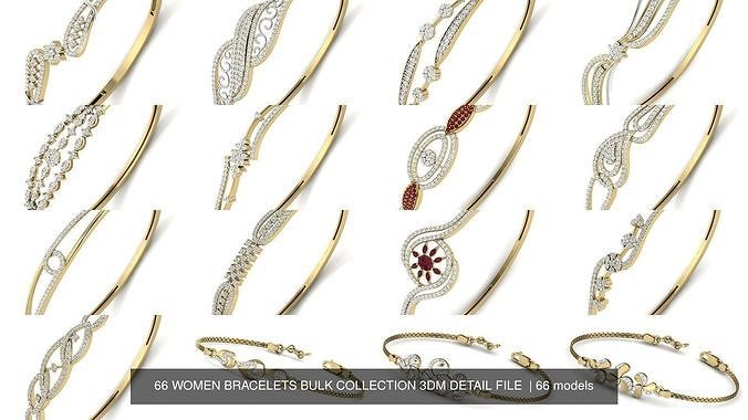 66 WOMEN BRACELETS BULK COLLECTION 3DM DETAIL FILE  3D Model Pack view 3