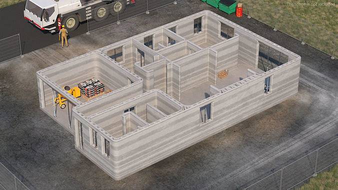 3D Printed Concrete House Structure 3D model